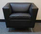 MODERNIST BLACK LEATHER UPHOLS