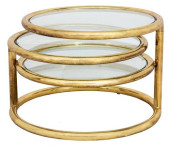 MODERNIST BRASS AND GLASS TABL