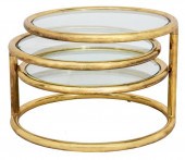 MODERNIST BRASS AND GLASS TABL