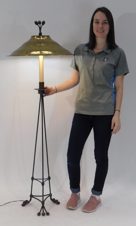MODERNIST BRASS AND IRON TRIPOD