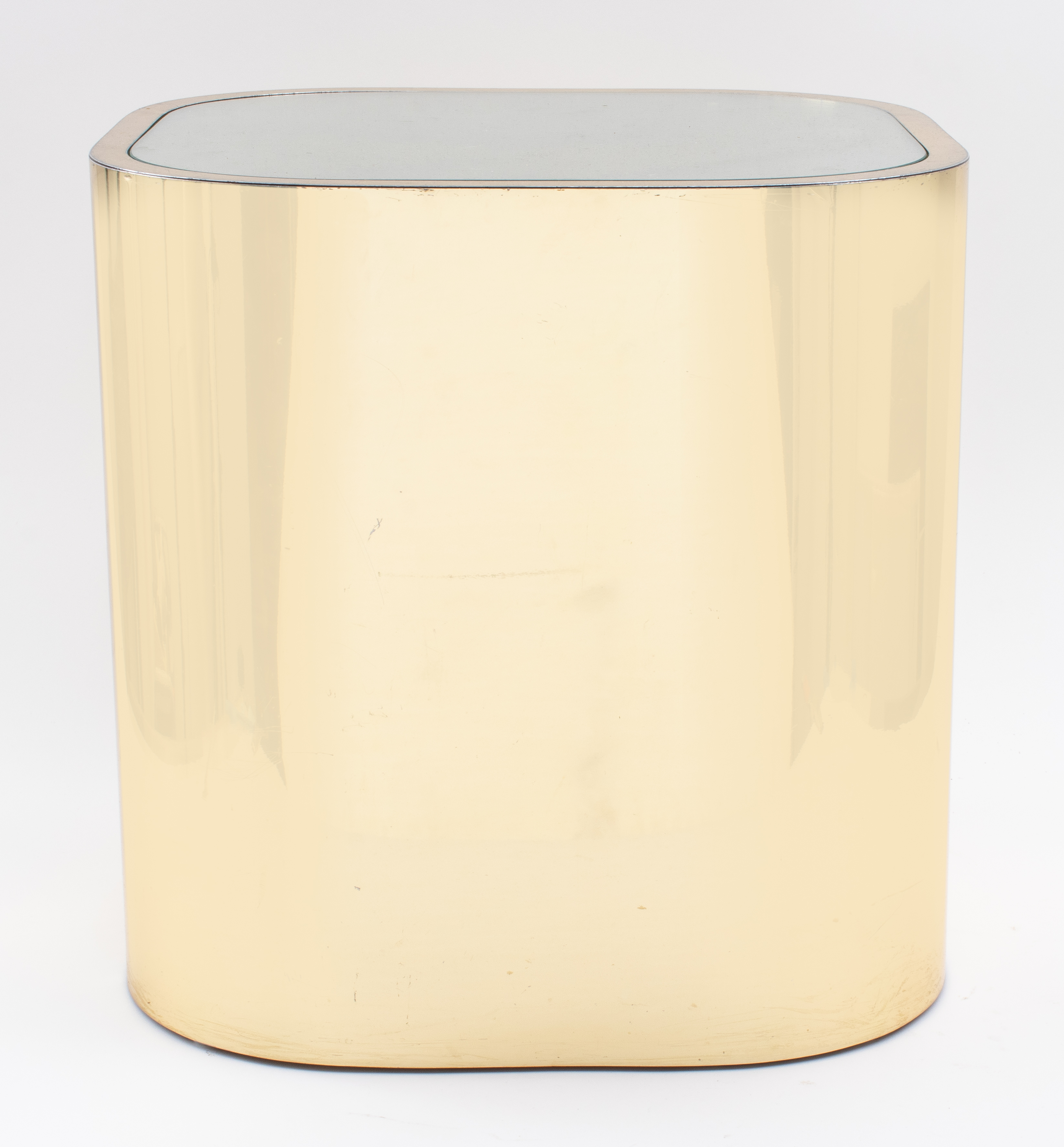 MODERNIST BRASS AND MIRRORED CUBE