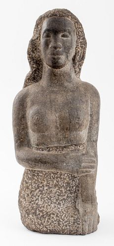 MODERNIST CARVED GRANITE NUDE WOMAN