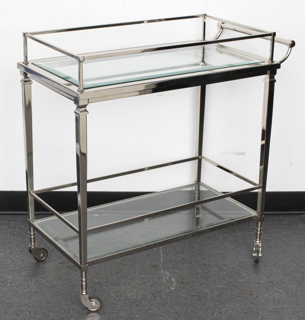 MODERNIST CHROME AND GLASS BAR CART