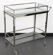 MODERNIST CHROME AND GLASS BAR
