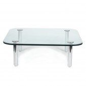MODERNIST CHROME & GLASS TOP C