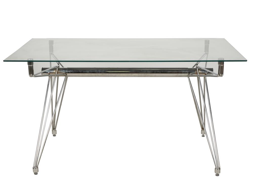 MODERNIST CHROMED METAL AND GLASS