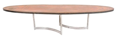 MODERNIST COPPER AND CHROME OVAL
