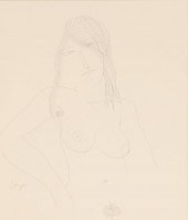 Modernist female nude; graphit
