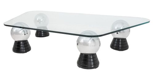 MODERNIST GLASS AND CHROME LOW