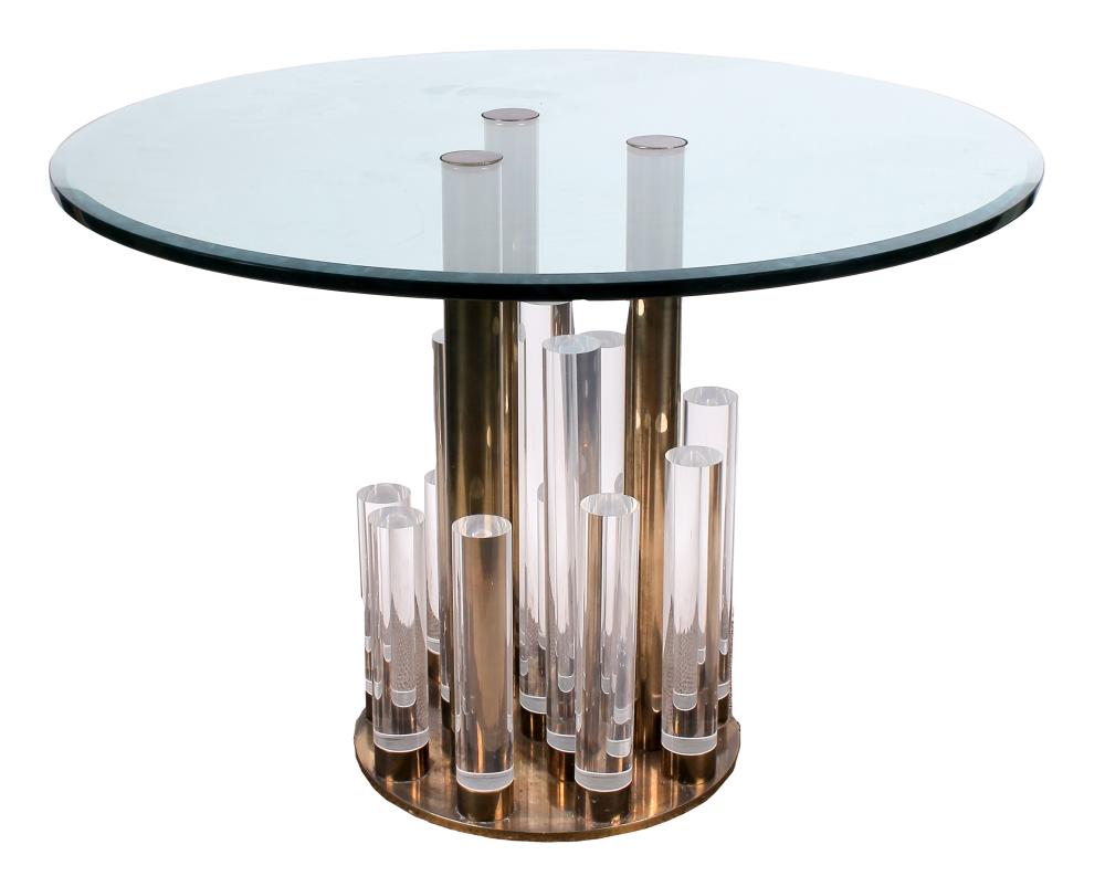 MODERNIST GLASS, BRASS & ACRYLIC