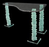 MODERNIST GLASS TABLE MANNER O