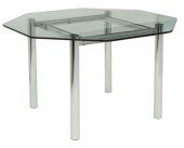 MODERNIST GLASS-TOP CHROME CEN