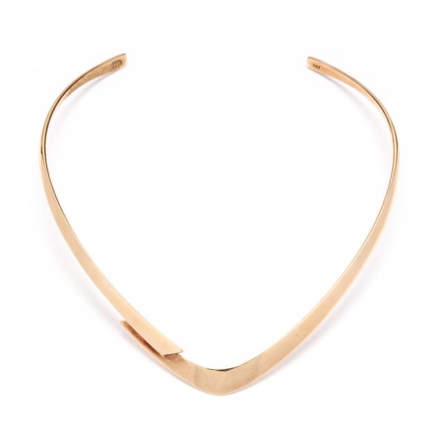 MODERNIST GOLD COLLAR NECKLACE With