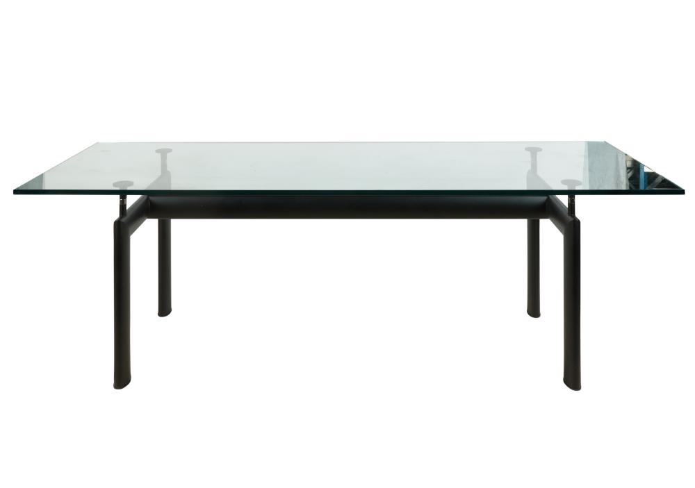 MODERNIST METAL AND GLASS DINING