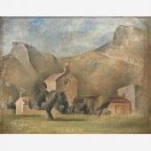 MODERNIST OIL OF A MOUNTAIN CH