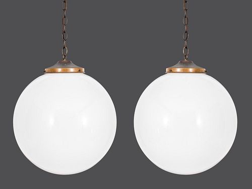 MODERNIST PAIR OF GLASS GLOBE