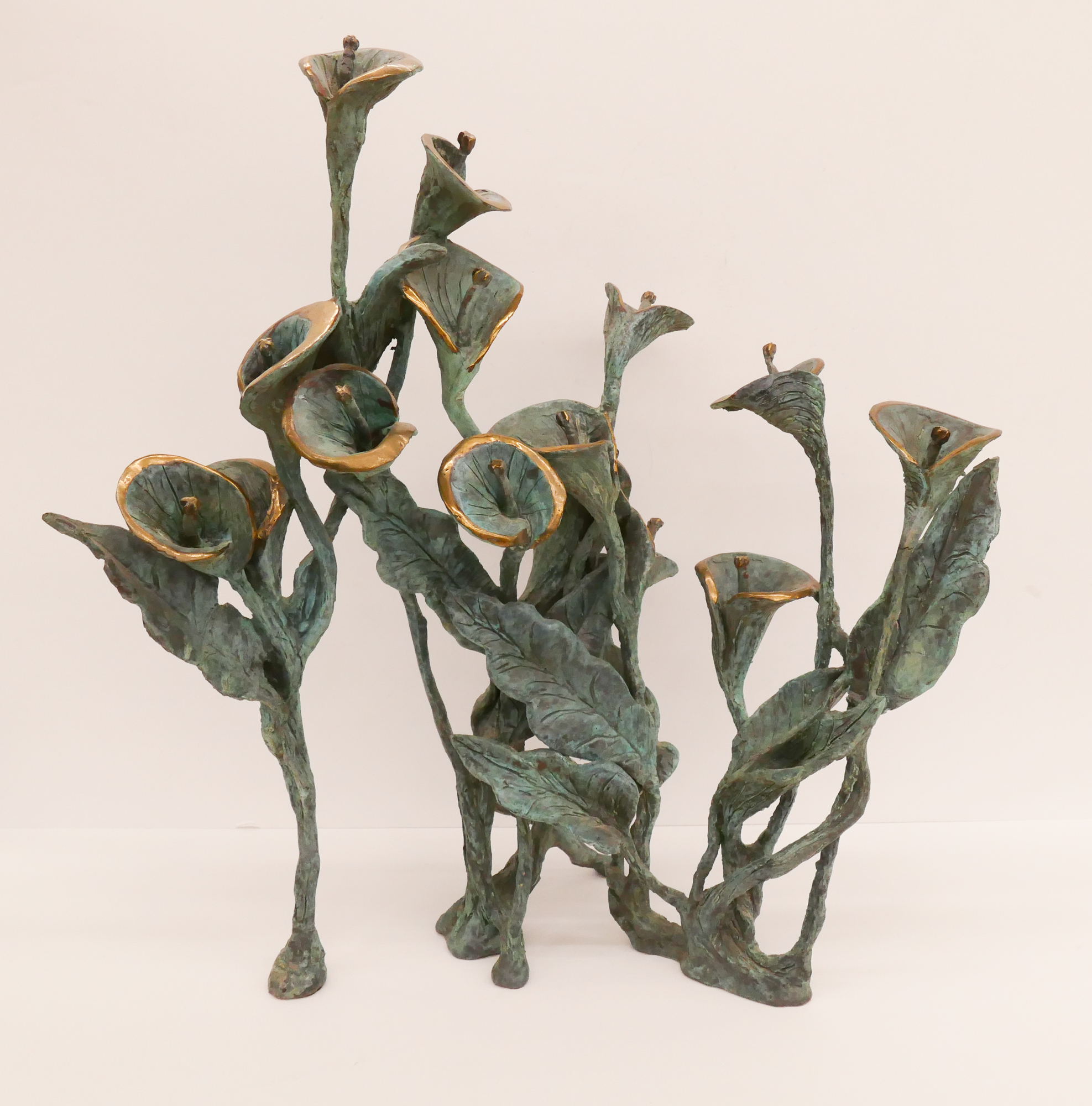Modernist Patinated Bronze Calla