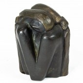 MODERNIST PATINATED BRONZE SCU