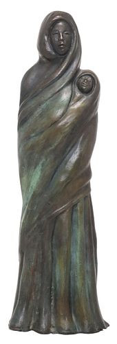 MODERNIST PATINATED BRONZE SCU