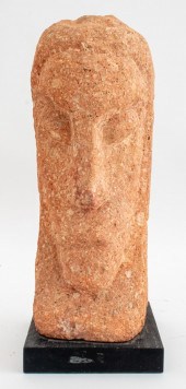 MODERNIST PINK SANDSTONE HEAD