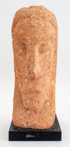 MODERNIST PINK SANDSTONE HEAD