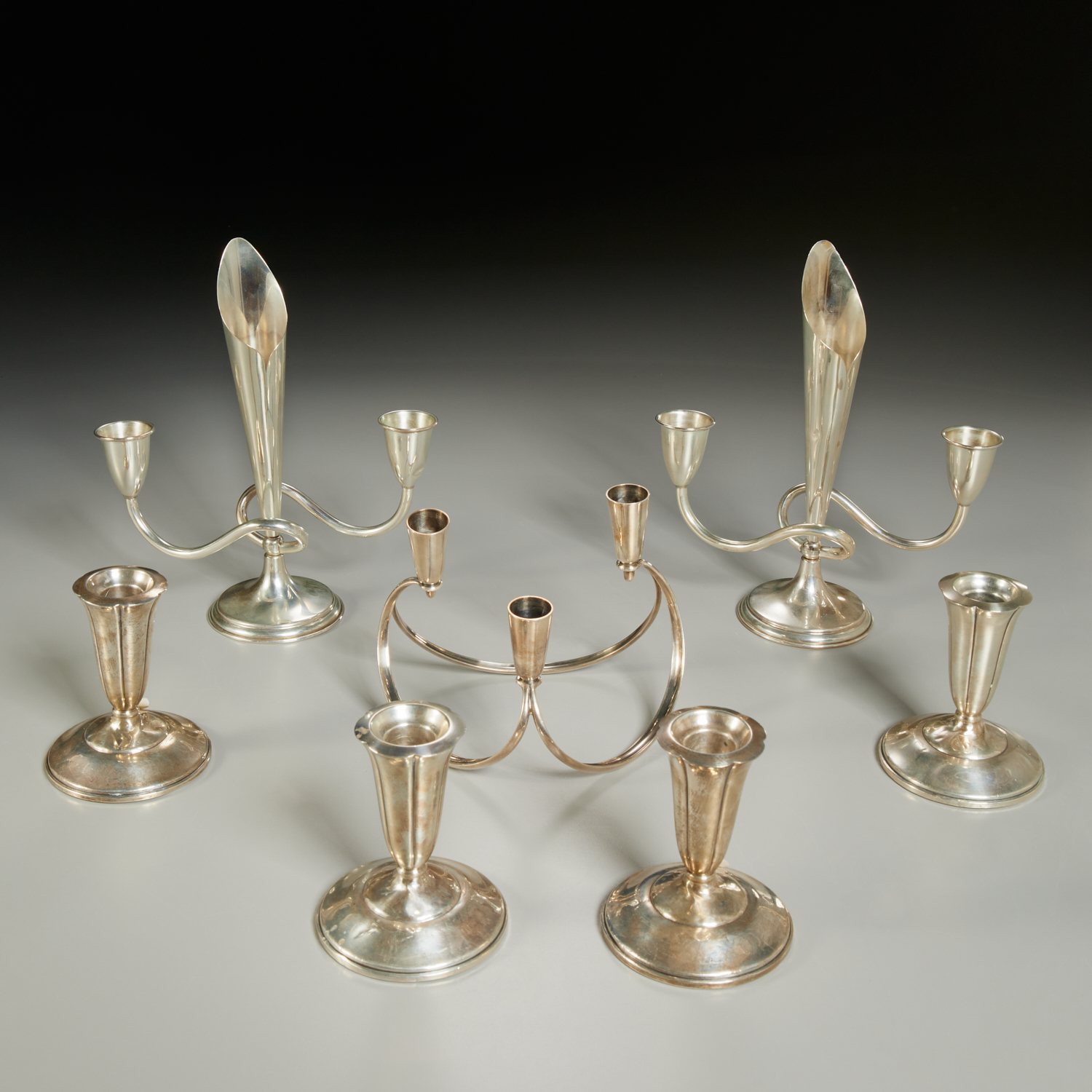 MODERNIST STERLING CANDLEHOLDERS
