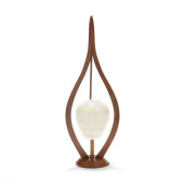 MODERNIST TEAK AND ETCHED GLAS