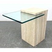 Modernist Travertine Marble Gl