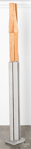 MODERNIST WOOD AND STONE SCULPTURE,