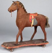 MOHAIR PLATFORM HORSE PULL TOY