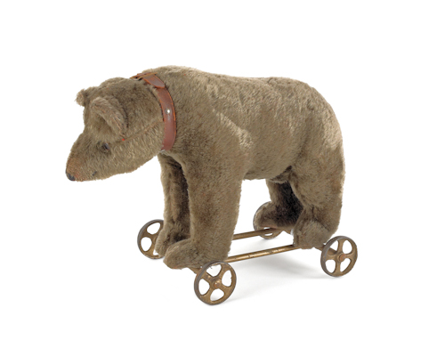 Mohair teddy bear pull toy early