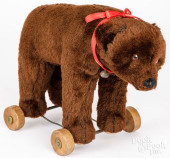 MOHAIR TEDDY BEAR PULL TOY, EA