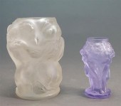 MOLDED AND FROSTED GLASS VASE,