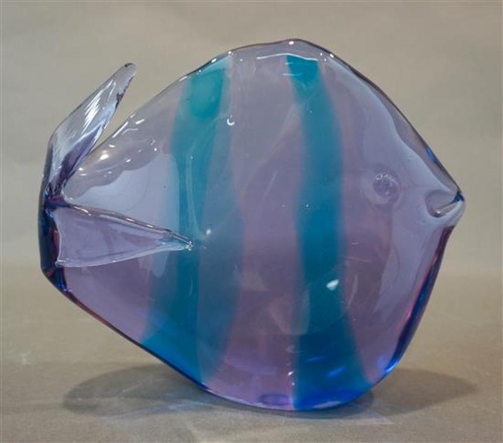 MOLDED BLUE GLASS SCULPTURE OF A