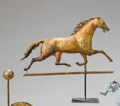 Molded copper trotting horse w