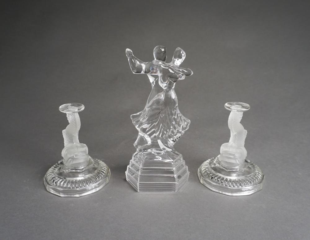 MOLDED GLASS FIGURAL GROUP OF
