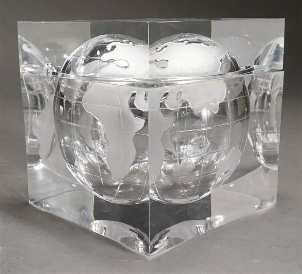 MOLDED LUCITE WORLD GLOBE ICE