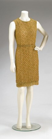 Mollie Parnis gold beaded cock