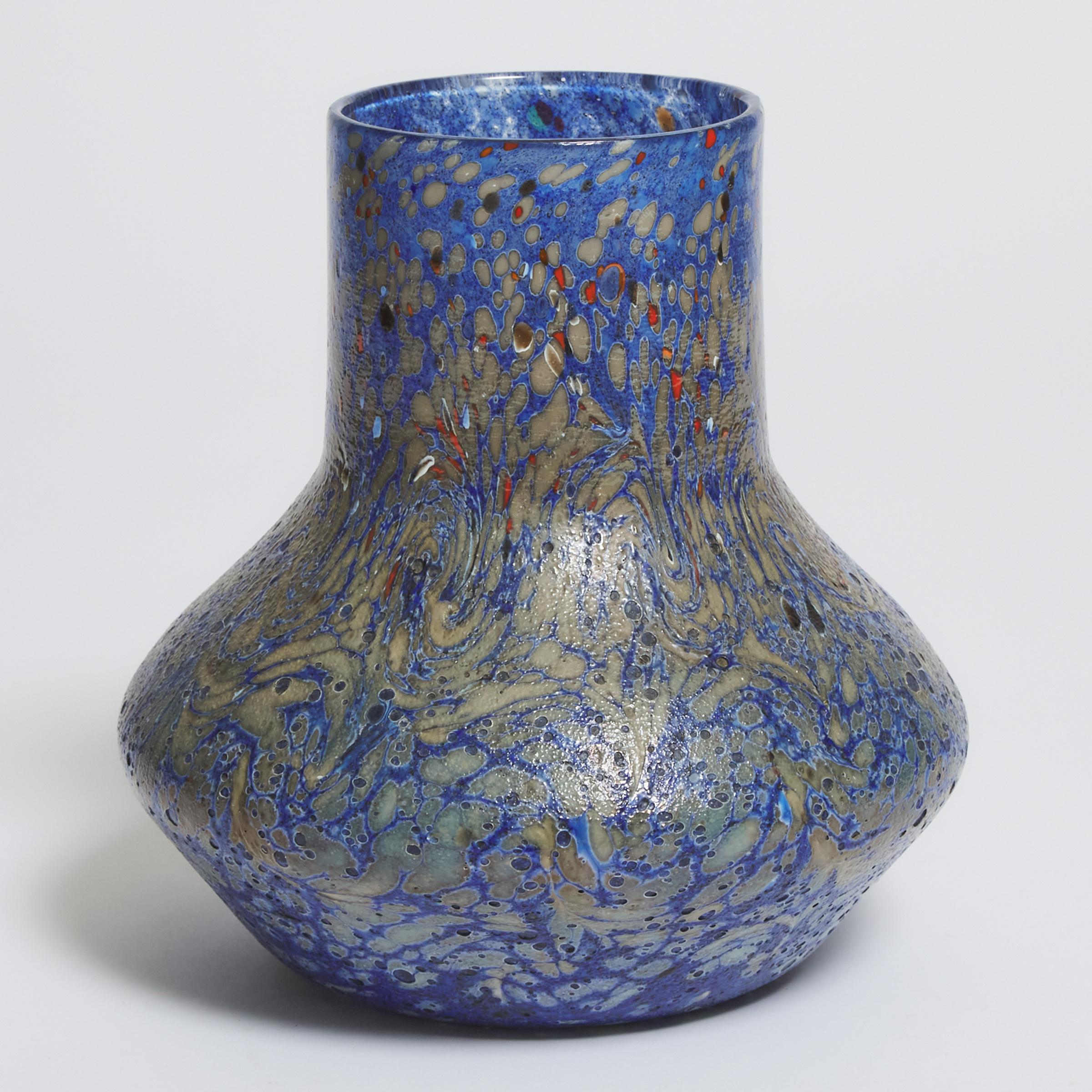 Monart Mottled Blue Glass Vase,