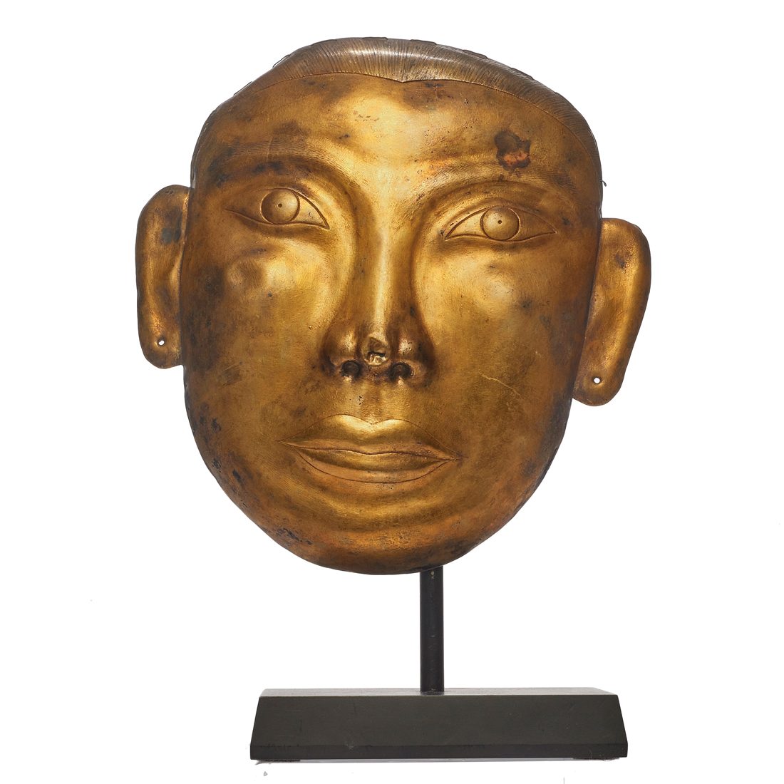 MONGOL GILT BRONZE FUNERARY MASK