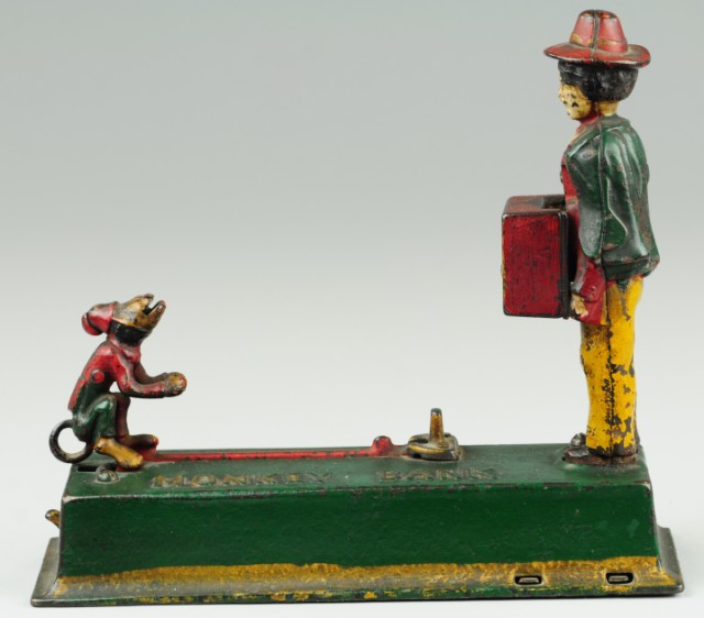 MONKEY MECHANICAL BANK Hubley