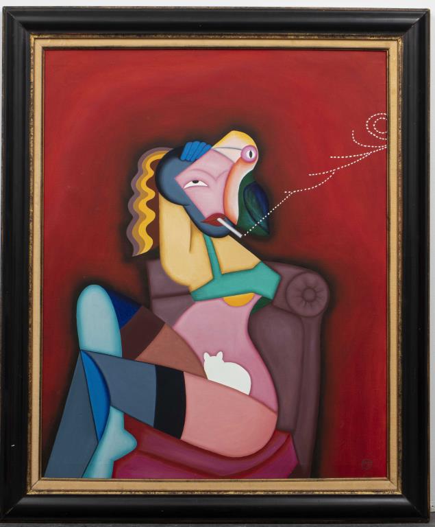 MONOGRAM SIGNED CUBIST "PORTRAIT OF