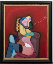 MONOGRAM SIGNED CUBIST "PORTRA