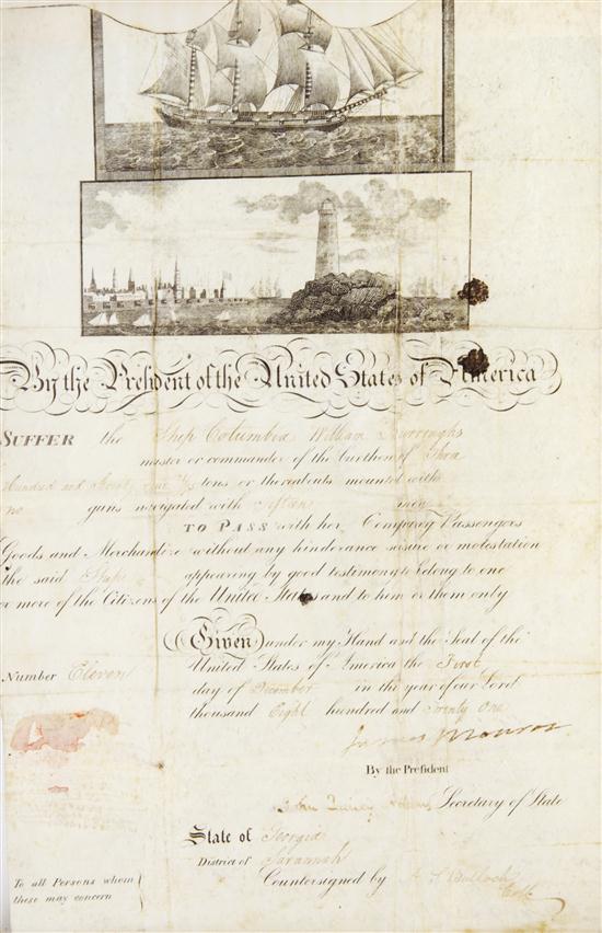 MONROE JAMES Engraved document