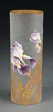 MONT JOYE ENAMELED IRIS VASE<b