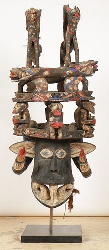 MONUMENTAL AFRICAN IGBO MASK,