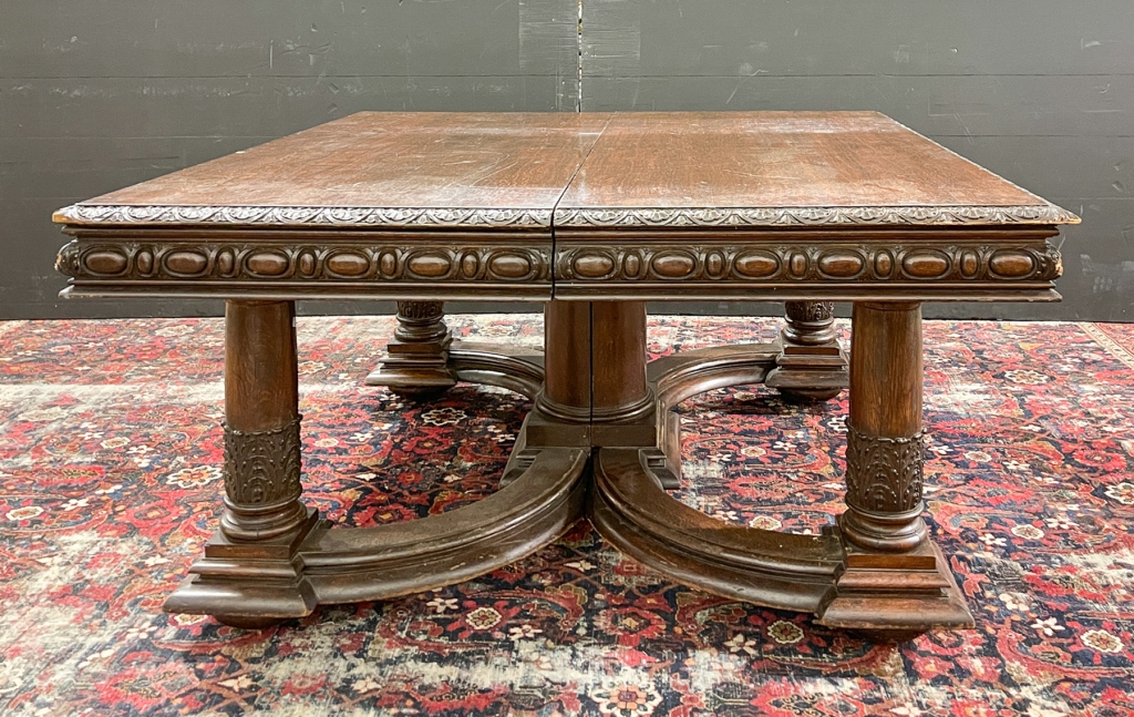 MONUMENTAL AMERICAN DINING TABLE.