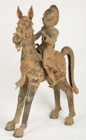 MONUMENTAL BENIN BRONZE WARRIO