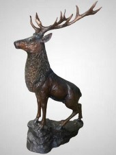 MONUMENTAL BRONZE ELK SCULPTUR