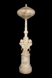 MONUMENTAL CARVED ALABASTER CH
